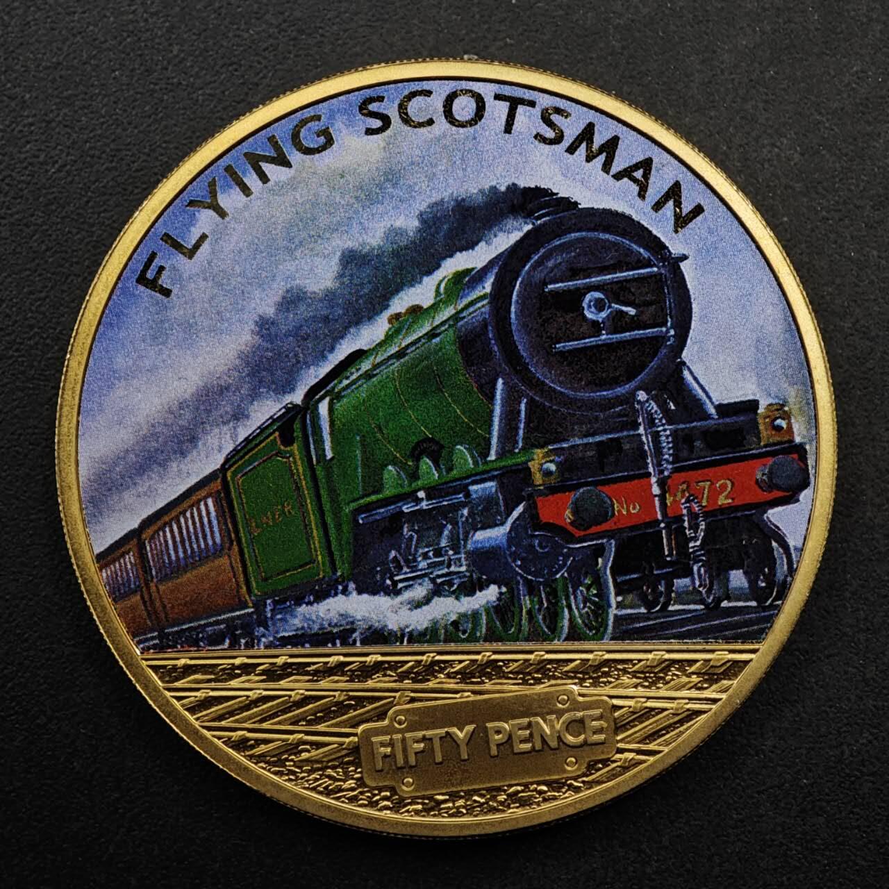 【淘币小摊】限时拍第八百六十二拍  克朗币邮币封场  满百包邮可预留两周  周一统一发货  根西2013年火车50便士彩色纪念币