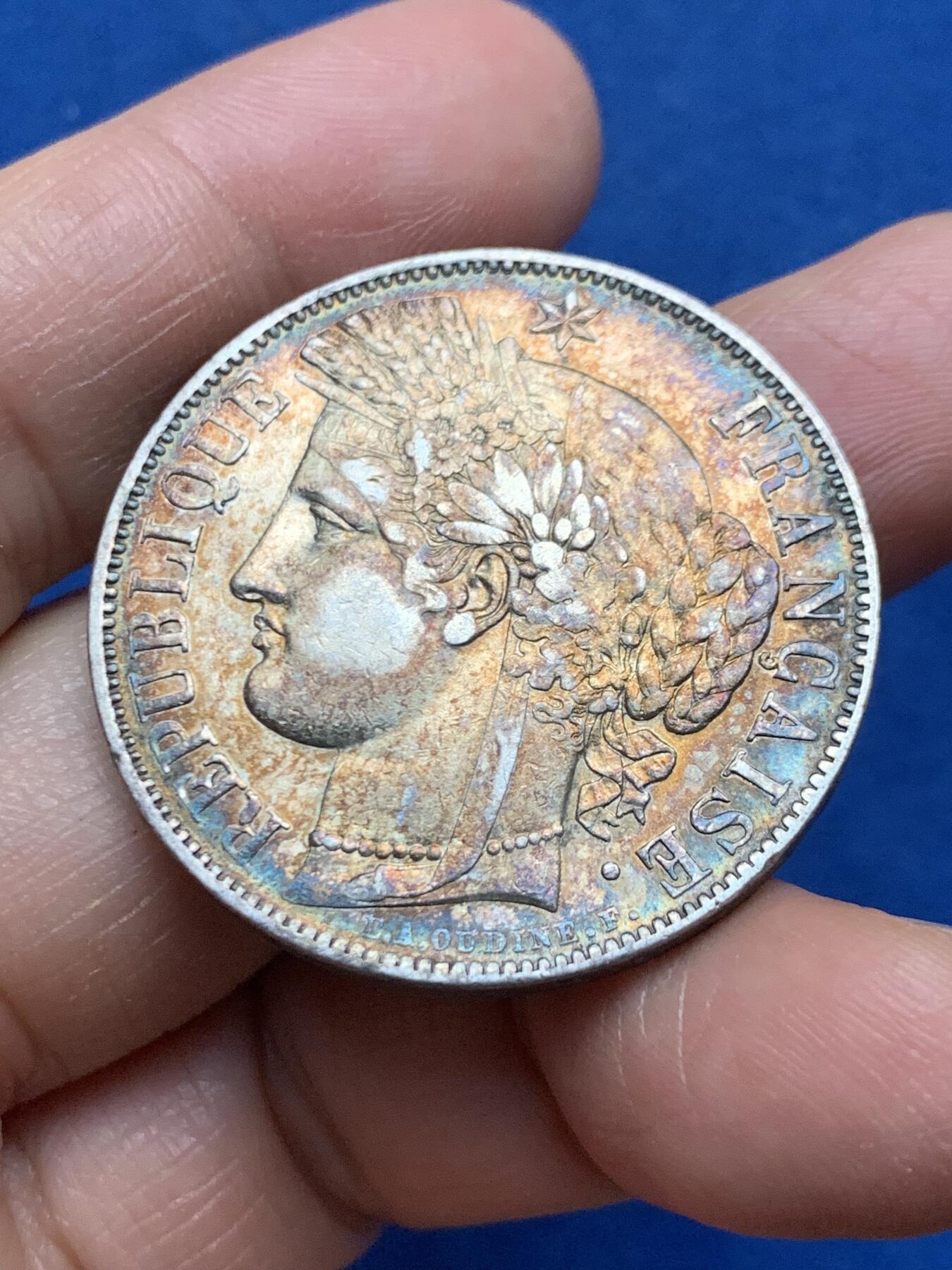 《竞宝斋》第463-465场 周日，周一，周二，3场连拍 （全场包邮）欢迎送拍 法国 1850年 谷物女神5法郎银币