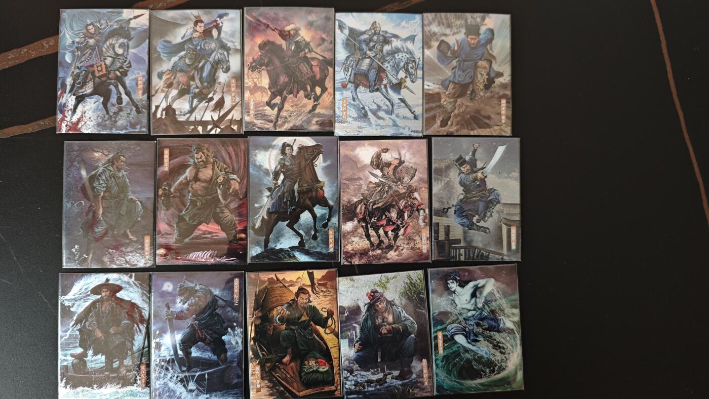 玉楼春卡牌第二期（送拍零佣金，持续收拍） 司马金装水浒 1-24弹 半粗 胡子怪兽 写实天花板 120张带异纹三娘 完美避开红楼，继续跟就是水浒和三国。