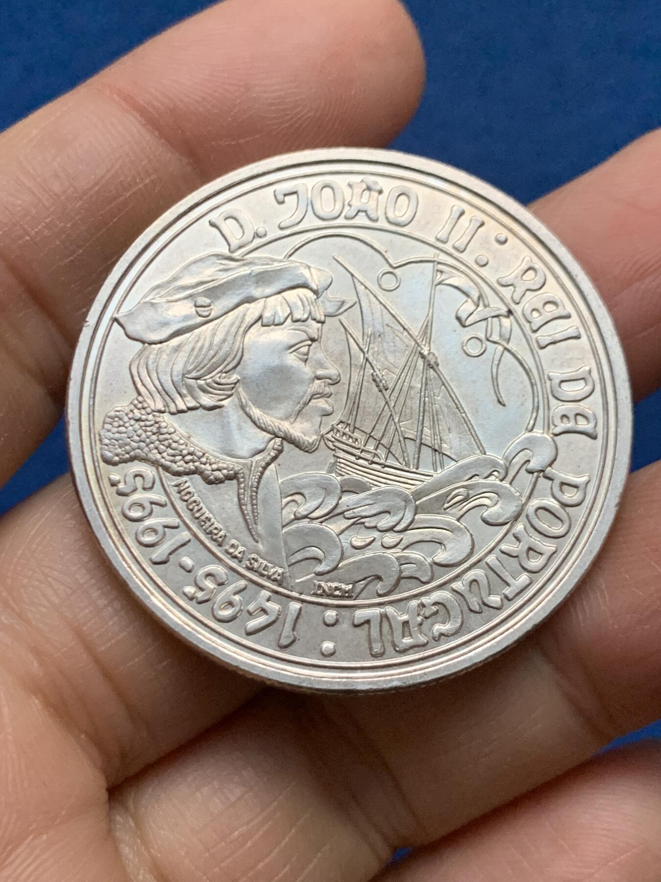 《竞宝斋》第463-465场 周日，周一，周二，3场连拍 （全场包邮）欢迎送拍 葡萄牙1995年国王约翰二世逝世500周年1000埃斯库多银币 28g 500银