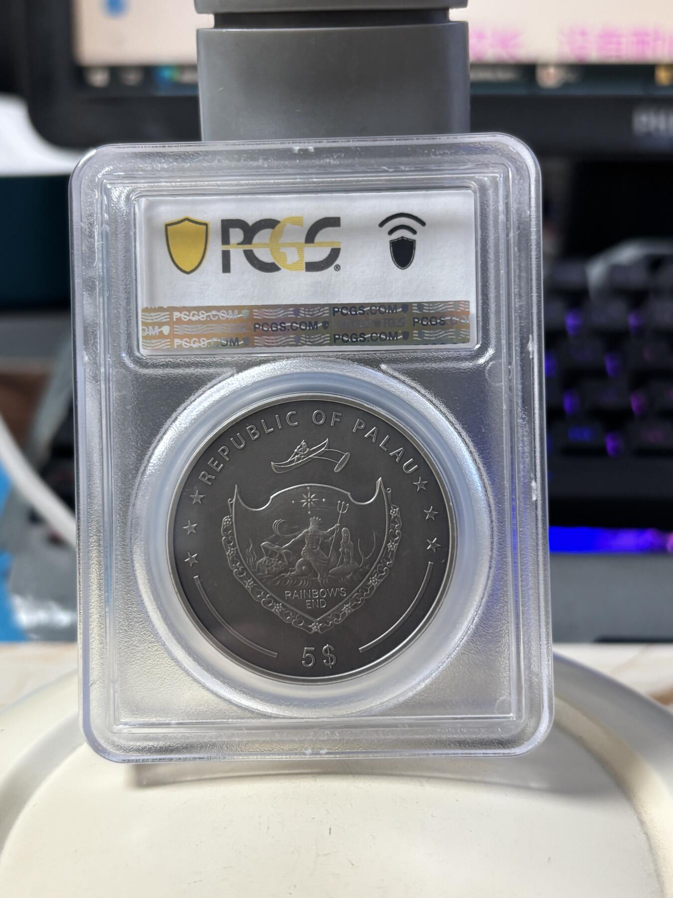 第190期拍卖 帕劳2024年扑克警卫镀金仿古浮雕银币PCGS-SP70,9999银，1盎司，发行1111枚
