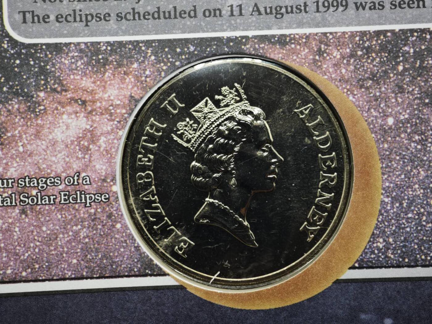 【淘币小摊】限时拍第八百六十二拍  克朗币邮币封场  满百包邮可预留两周  周一统一发货  奥尔德尼1999年太阳系2镑纪念币邮币封