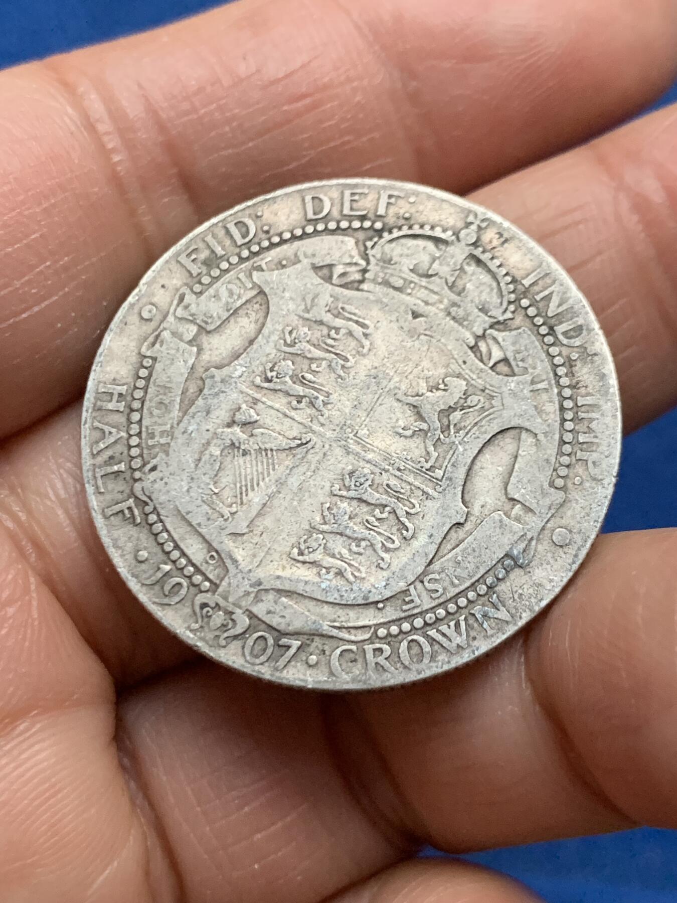 《竞宝斋》第463-465场 周日，周一，周二，3场连拍 （全场包邮）欢迎送拍 英国1907年爱德华七世半克朗银币 13.8克 925银