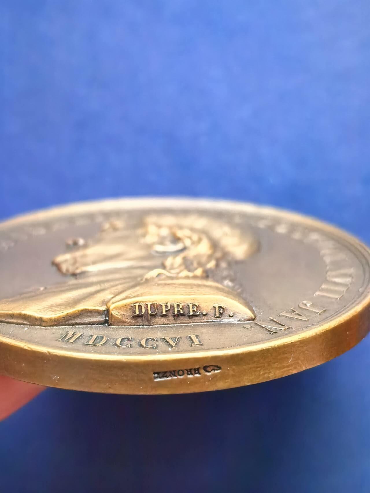 铜章专场 1927年法国铜章，美国驻法商会，富兰克林日，45mm