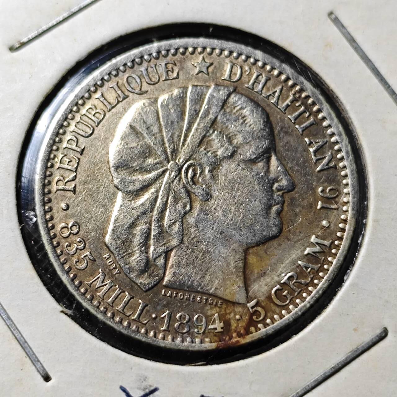 KK钱币收藏小铺  第398期 百期特拍（四拍之二） 2月预留时间 周末发货  1894海地20分银币