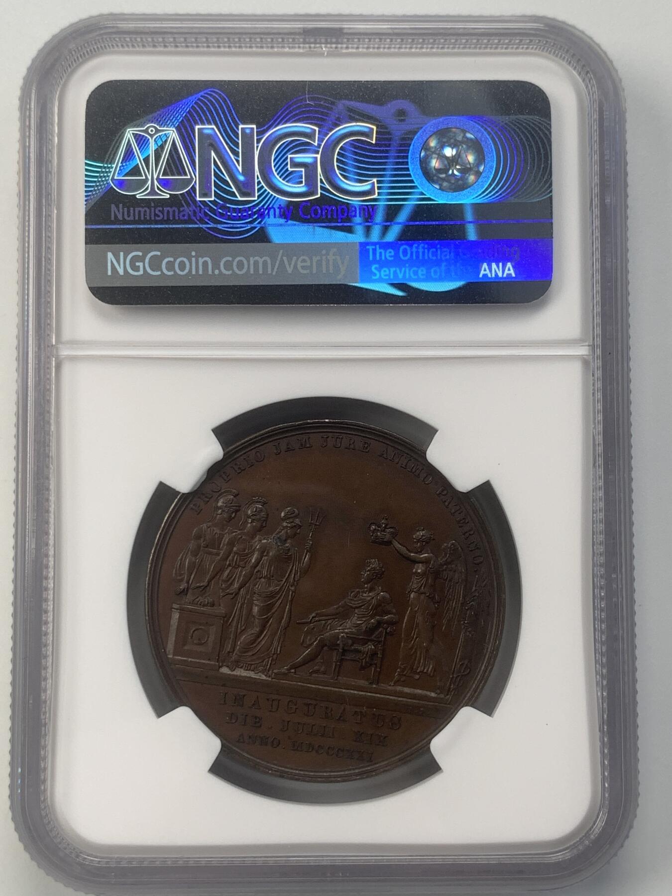掌中浮雕-藏着的欧洲第052场 NGC MS63 ：1821年英国乔治四世加冕铜章，35mm
