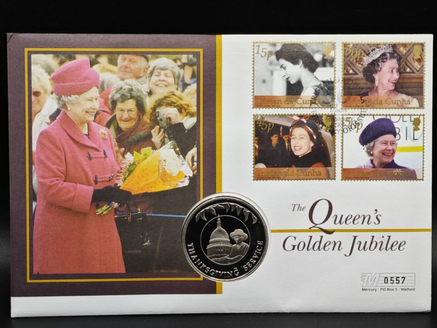 【淘币小摊】限时拍第八百六十二拍  克朗币邮币封场  满百包邮可预留两周  周一统一发货  福克兰群岛2002年女王登基金禧50便士纪念币邮币封