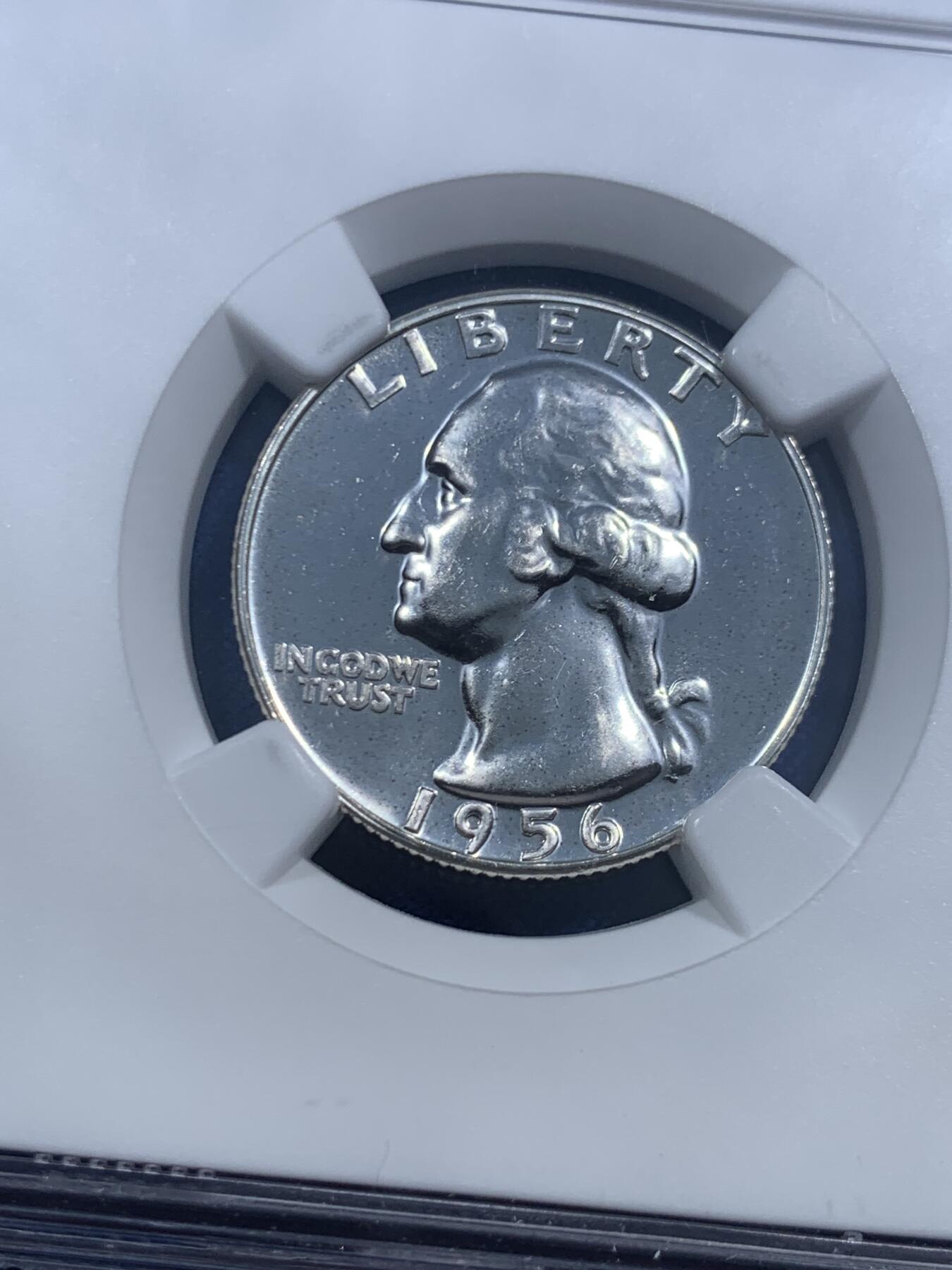 《竞宝斋》第463-465场 周日，周一，周二，3场连拍 （全场包邮）欢迎送拍 NGC PF65 美国1956年华盛顿25分精制银币