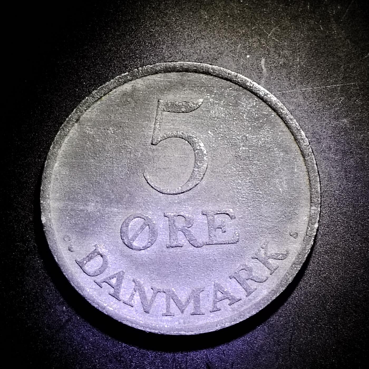 稀少丹麦1957年５欧尔锌币27ｍｍ保真按图发货8512