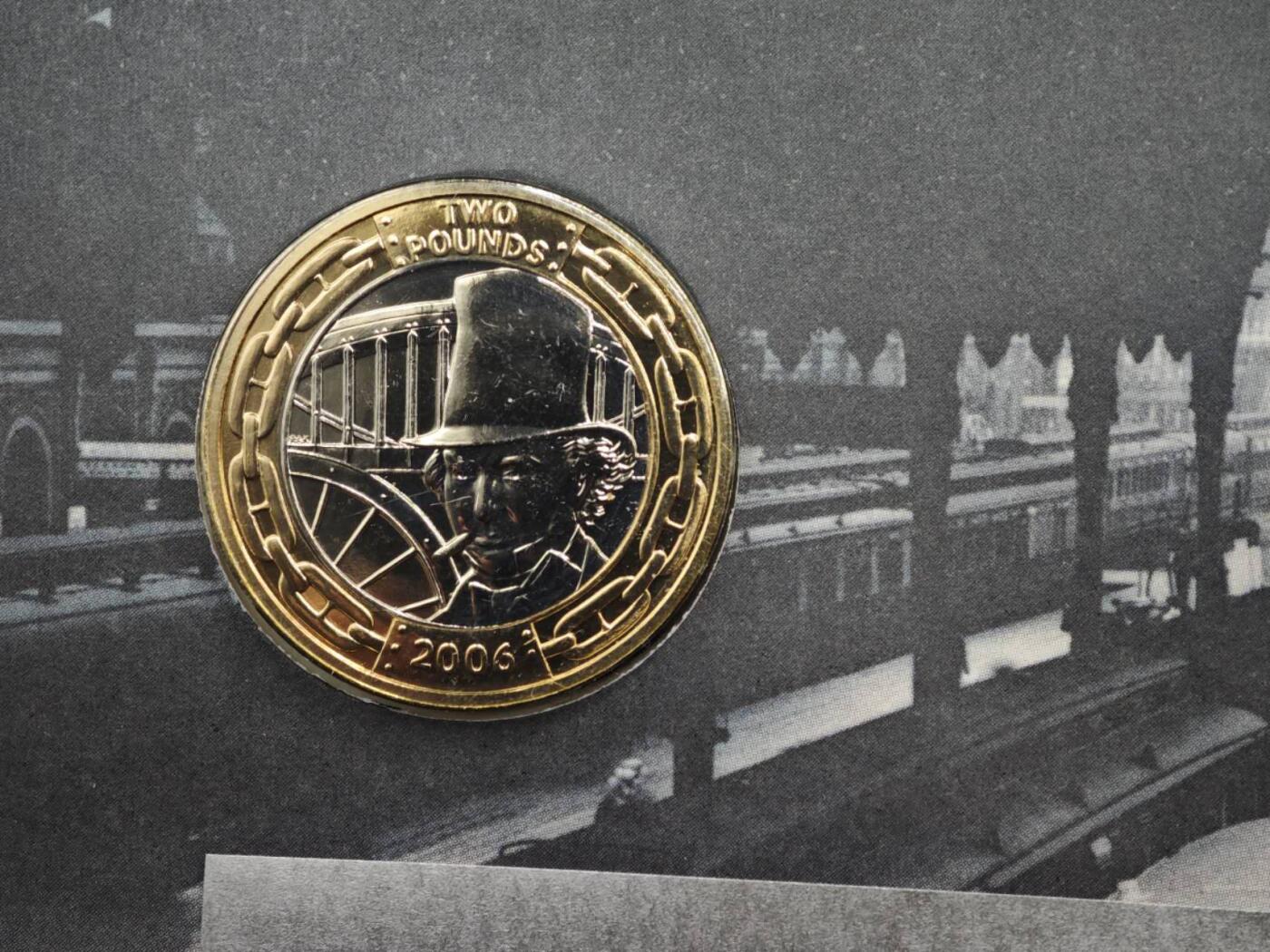 【淘币小摊】限时拍第八百六十二拍  克朗币邮币封场  满百包邮可预留两周  周一统一发货  英国2006年帕丁顿车站2镑铜币邮币封