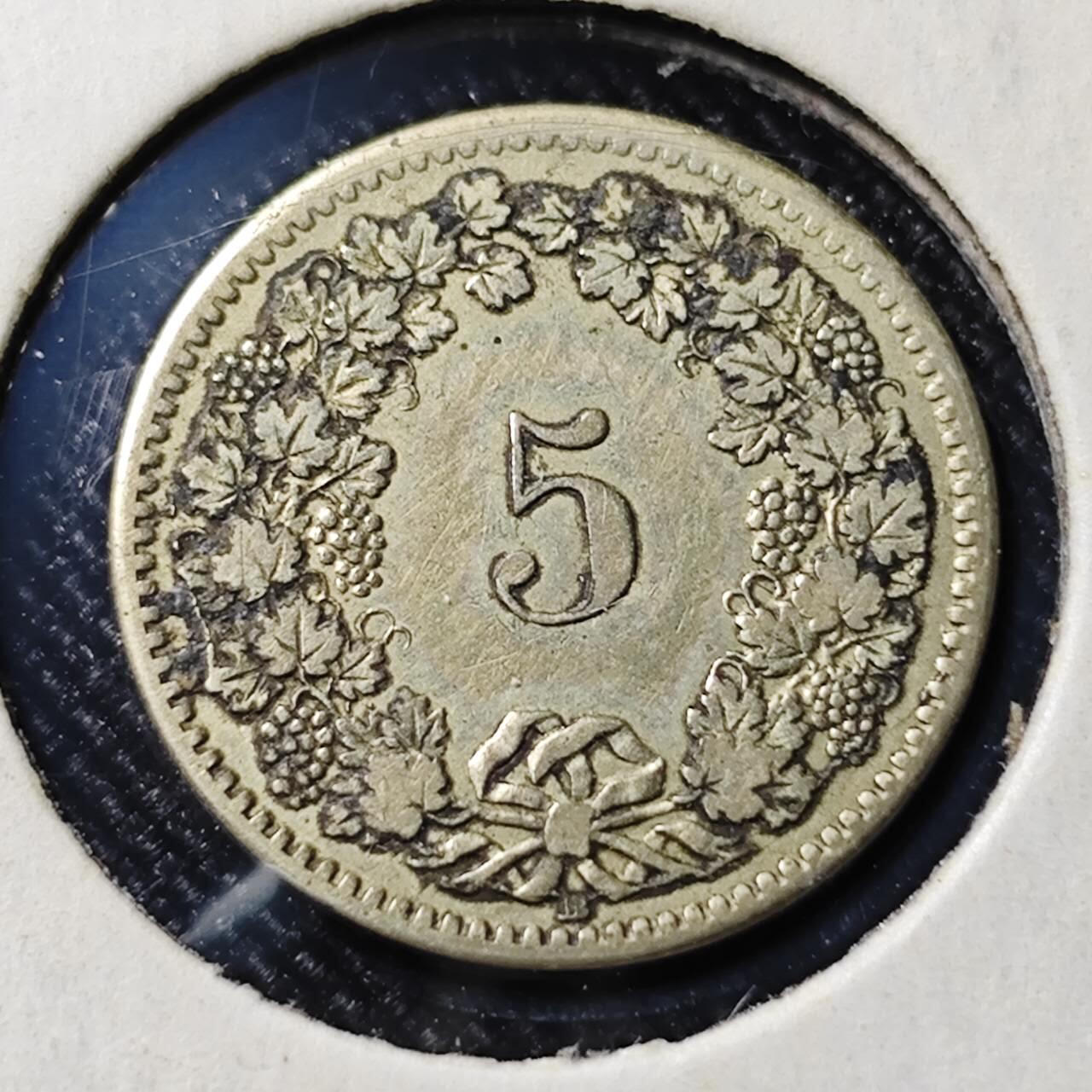 KK钱币收藏小铺  第398期 百期特拍（四拍之二） 2月预留时间 周末发货 1850 瑞士 5Rappen 银合金(Billon)币 含5%银