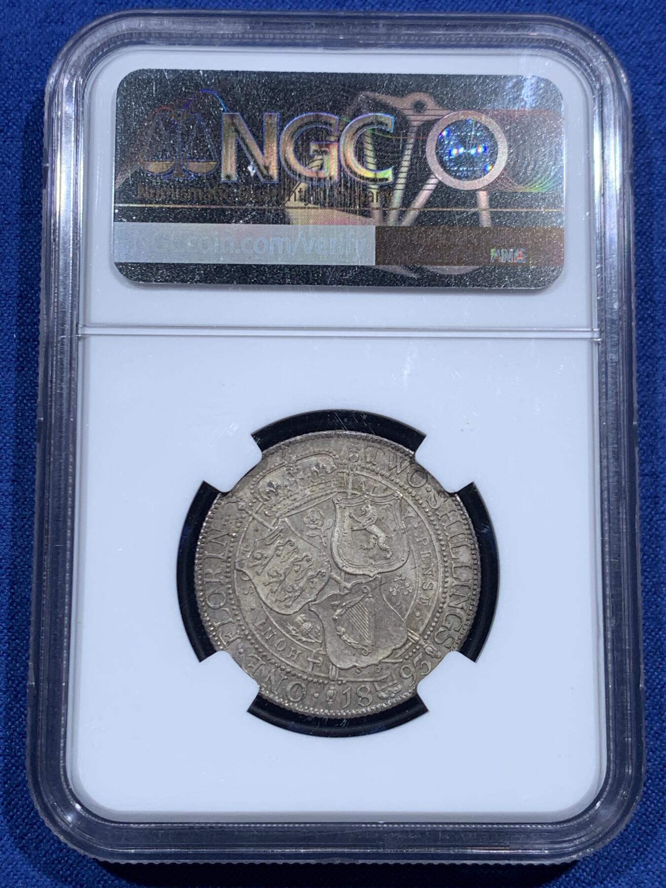 《竞宝斋》第463-465场 周日，周一，周二，3场连拍 （全场包邮）欢迎送拍 NGC MS64 英国 1893年 维多利亚女王 2先令 银币 包浆极美，值得入藏