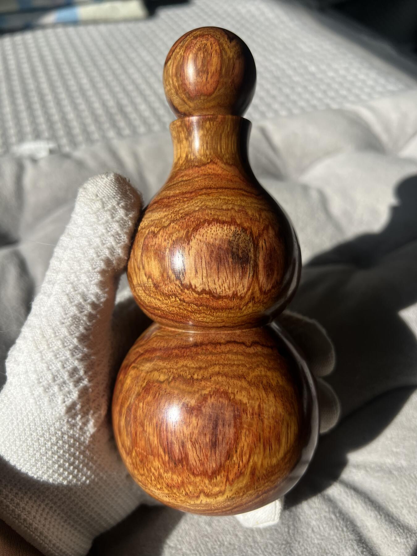 零元拍：海南黄花梨  宝瓶 手把件 福禄（葫芦）高：165/大肚78/小肚64MM