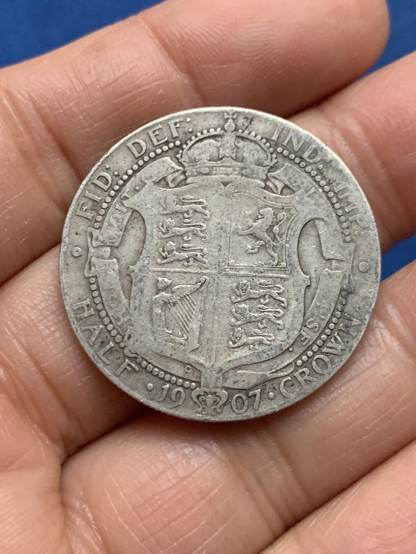 《竞宝斋》第463-465场 周日，周一，周二，3场连拍 （全场包邮）欢迎送拍 英国1907年爱德华七世半克朗银币 13.8克 925银