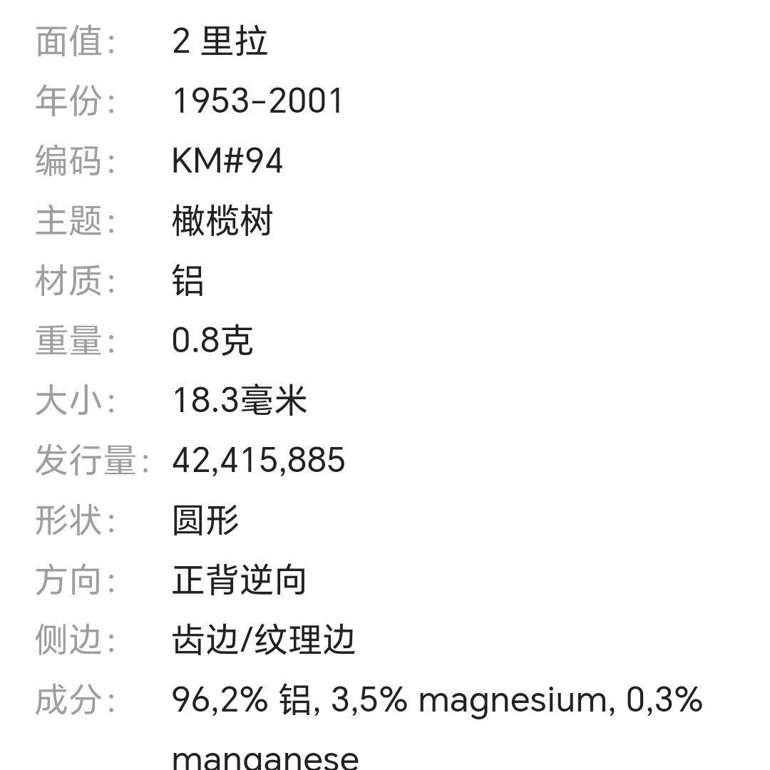 稀少意大利1954年2里拉铝币橄榄树和小蜜蜂18mm 保真按图发货8412