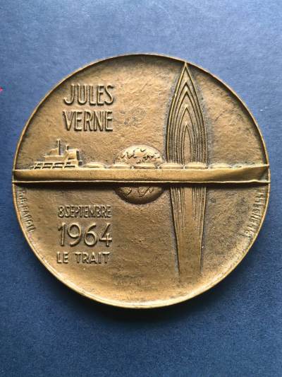 铜章专场 - 法国1964年Jules Verne号船命名纪念章，直径约68mm