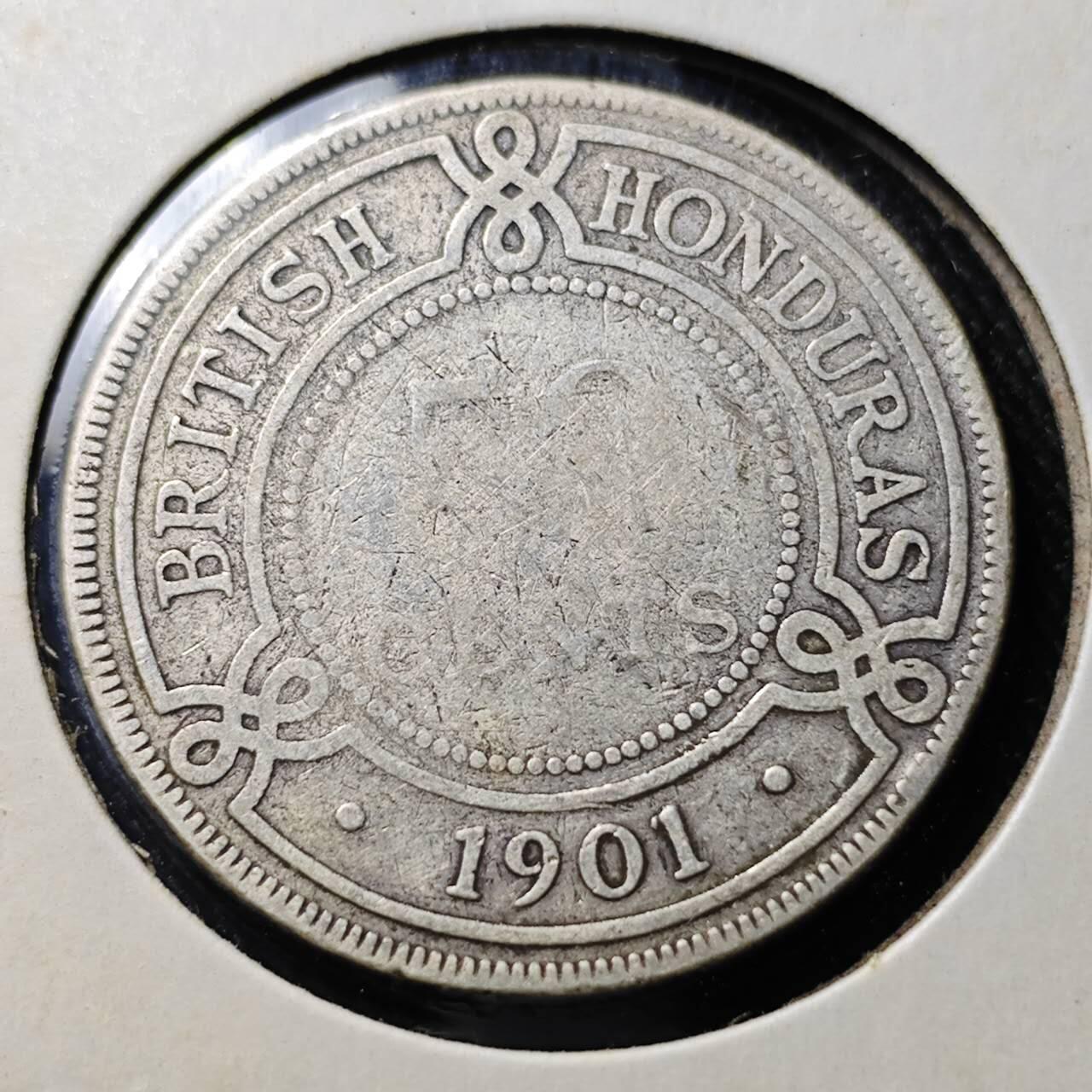 KK钱币收藏小铺  第398期 百期特拍（四拍之二） 2月预留时间 周末发货  1901英属维多利亚女王洪都拉斯50分银币