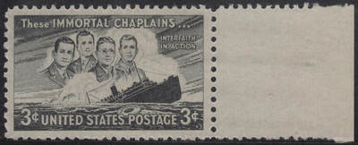 洪涛臻品批发群 精选邮票限时拍卖第1244期  - 1948美国被德军潜艇击沉的美国运兵船5周年 1全雕刻版 宽边新票原胶全品