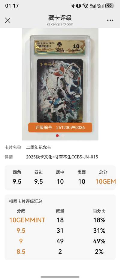 亡灵潮玩 马年第二场 2月3日 晚8点截拍 - 【评级卡】炎卡文化寸草不生二周年纪念卡彫仙老师绘水漫金山10G全网就18张