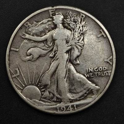 【淘币小摊】实时拍第八百六十一拍   银币套币场   满百包邮可预留二周 每周一统一发货   - 美国1941年行走半美元银币