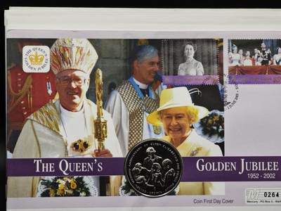 【淘币小摊】限时拍第八百六十二拍  克朗币邮币封场  满百包邮可预留两周  周一统一发货  - 马恩岛1997年女王金婚克朗纪念币邮币封