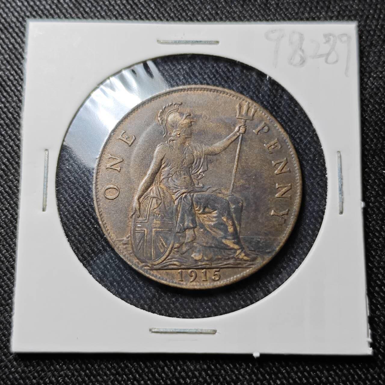 KK钱币收藏小铺  第398期 百期特拍（四拍之二） 2月预留时间 周末发货  1915英国1便士铜币 乔五 好品