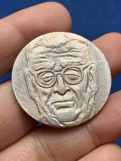 《竞宝斋》第463-465场 周日，周一，周二，3场连拍 （全场包邮）欢迎送拍 - 芬兰1970年10马克帕西基维纪念银币，22.85g，500银，带较为浓重的香槟色包浆