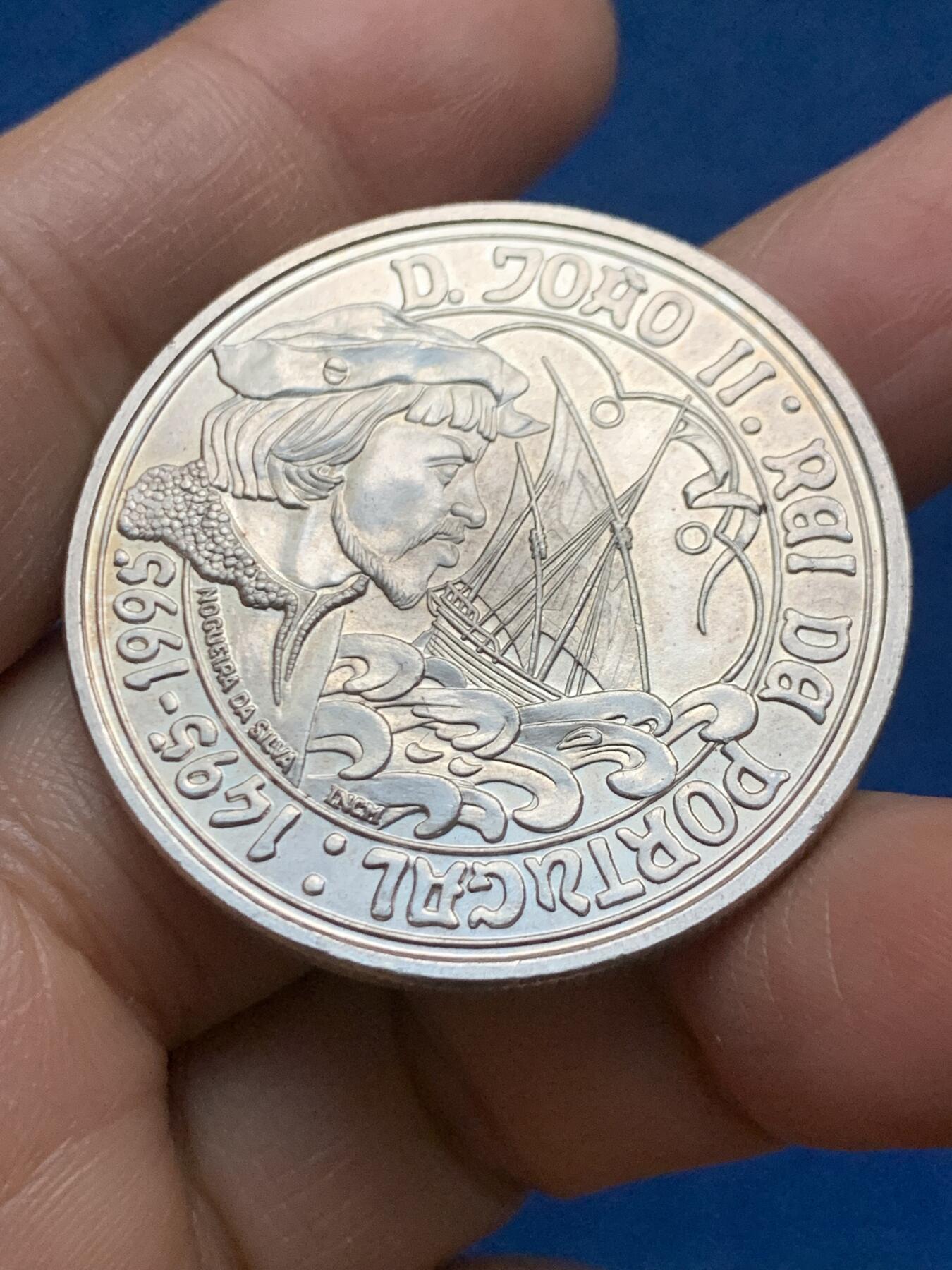 《竞宝斋》第463-465场 周日，周一，周二，3场连拍 （全场包邮）欢迎送拍 葡萄牙1995年国王约翰二世逝世500周年1000埃斯库多银币 28g 500银