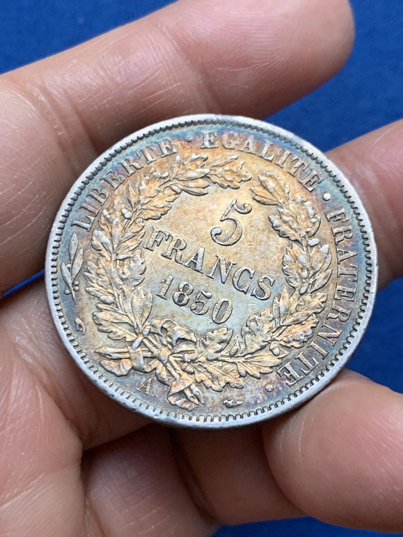 《竞宝斋》第463-465场 周日，周一，周二，3场连拍 （全场包邮）欢迎送拍 法国 1850年 谷物女神5法郎银币