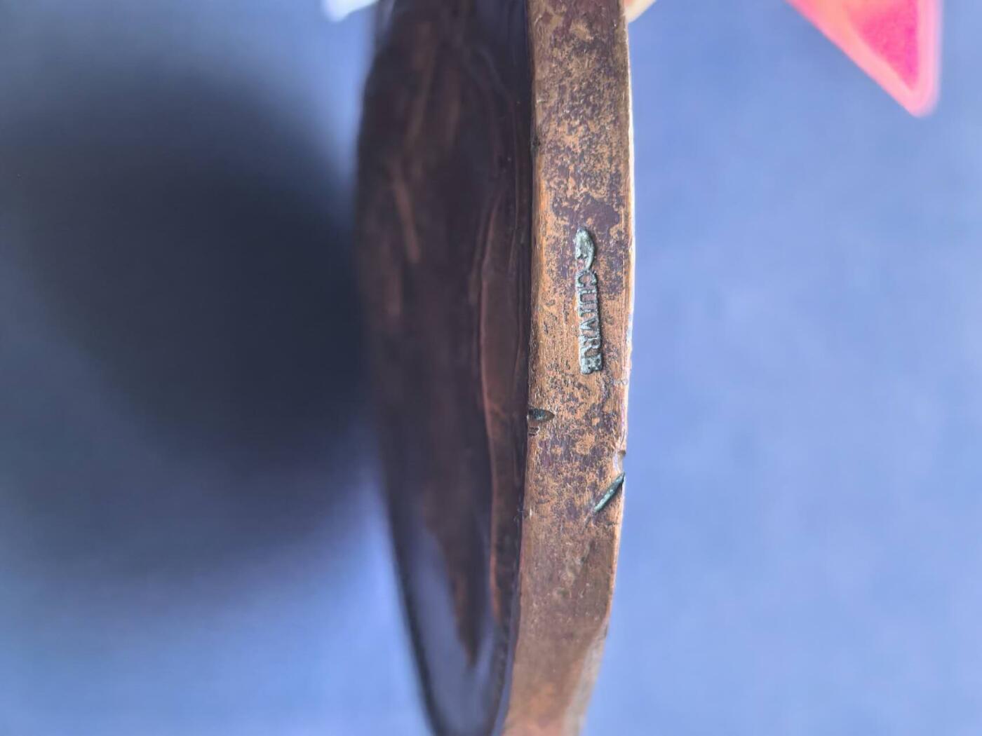 铜章专场 1855年法国铜章，巴黎世博会，直径68mm，原铸战损版