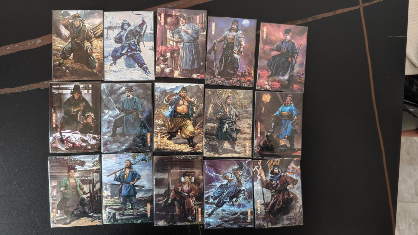 玉楼春卡牌第二期（送拍零佣金，持续收拍） 司马金装水浒 1-24弹 半粗 胡子怪兽 写实天花板 120张带异纹三娘 完美避开红楼，继续跟就是水浒和三国。