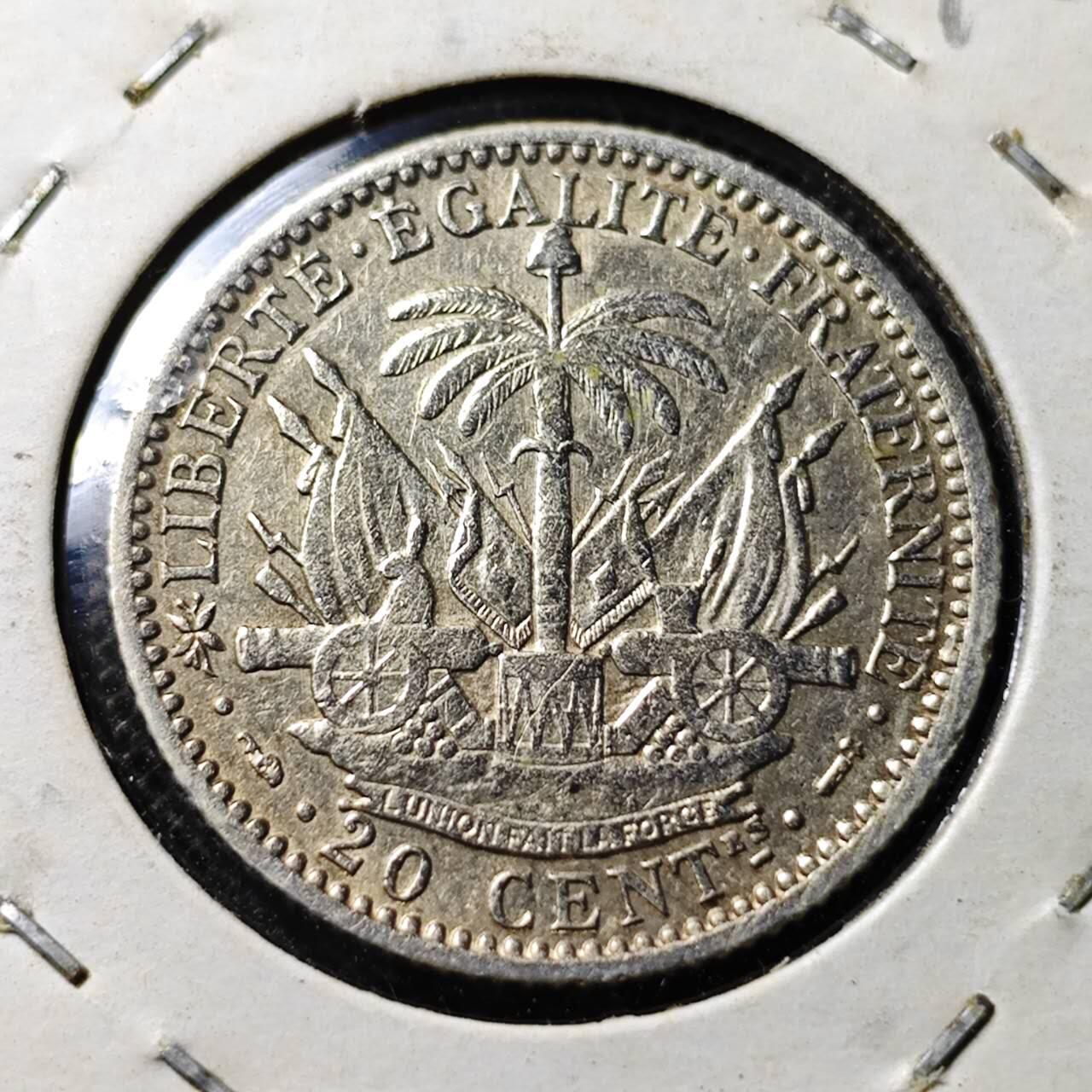 KK钱币收藏小铺  第398期 百期特拍（四拍之二） 2月预留时间 周末发货  1894海地20分银币