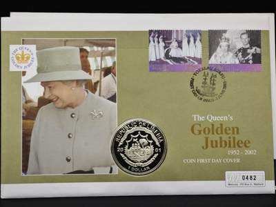 【淘币小摊】限时拍第八百六十二拍  克朗币邮币封场  满百包邮可预留两周  周一统一发货  - 利比里亚2001年女王75周岁1元纪念币邮币封