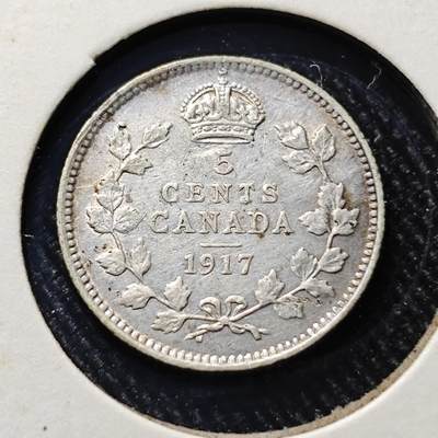 KK钱币收藏小铺  第398期 百期特拍（四拍之二） 2月预留时间 周末发货 -  1917英属加拿大5分银币