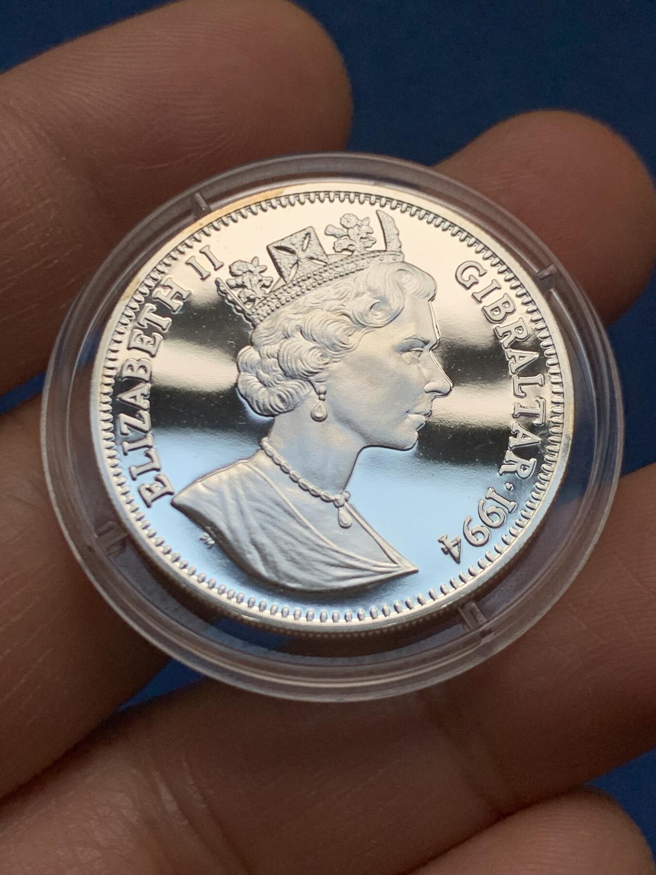 《竞宝斋》第463-465场 周日，周一，周二，3场连拍 （全场包邮）欢迎送拍 英国1994年纪念英法海底隧道开通14ecu精制银币 925银 10g