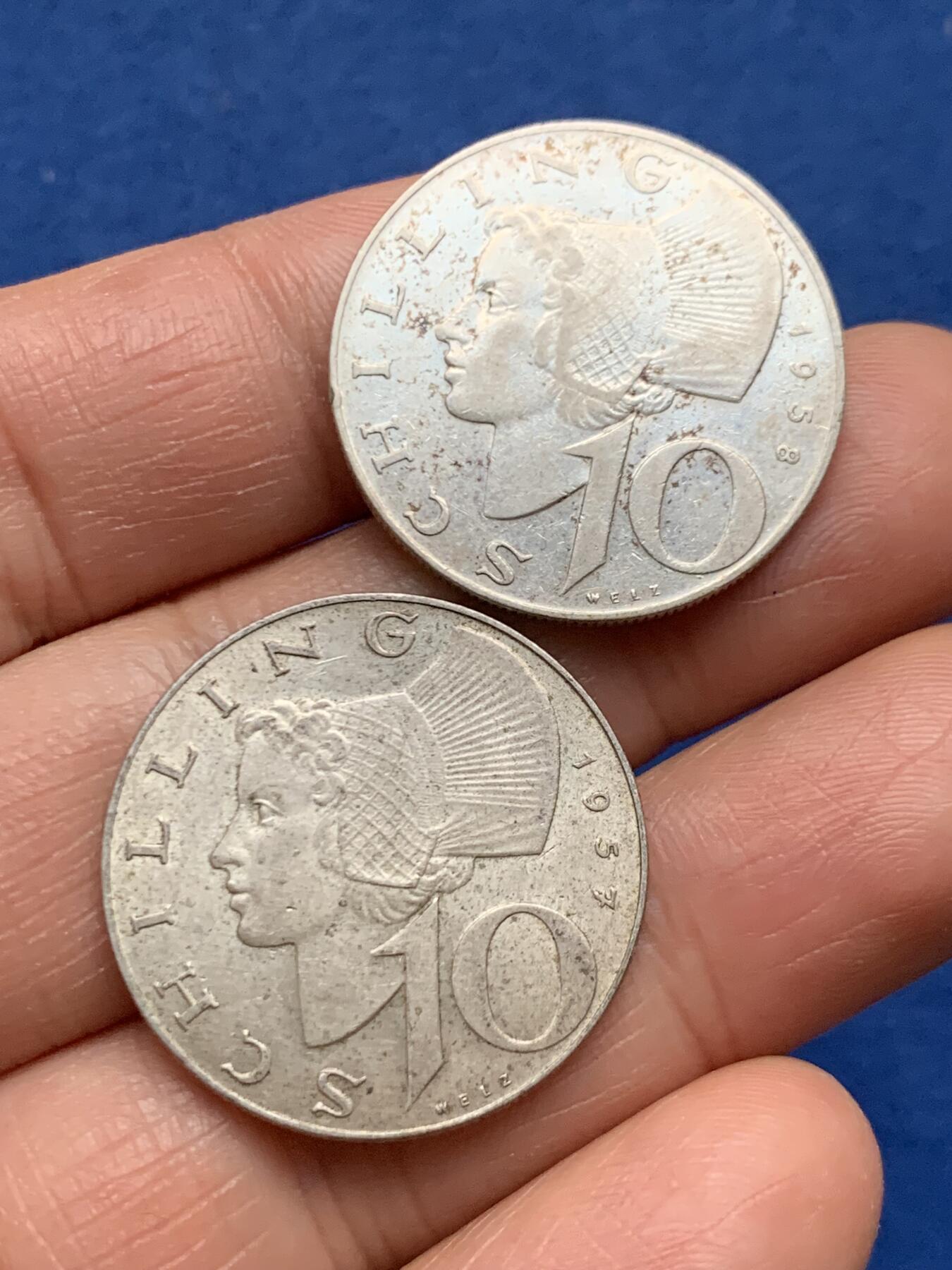 《竞宝斋》第463-465场 周日，周一，周二，3场连拍 （全场包邮）欢迎送拍 两枚一组 奥地利10先令银币 共约14.8克 640银