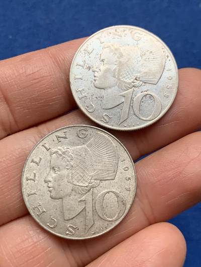 《竞宝斋》第463-465场 周日，周一，周二，3场连拍 （全场包邮）欢迎送拍 - 两枚一组 奥地利10先令银币 共约14.8克 640银