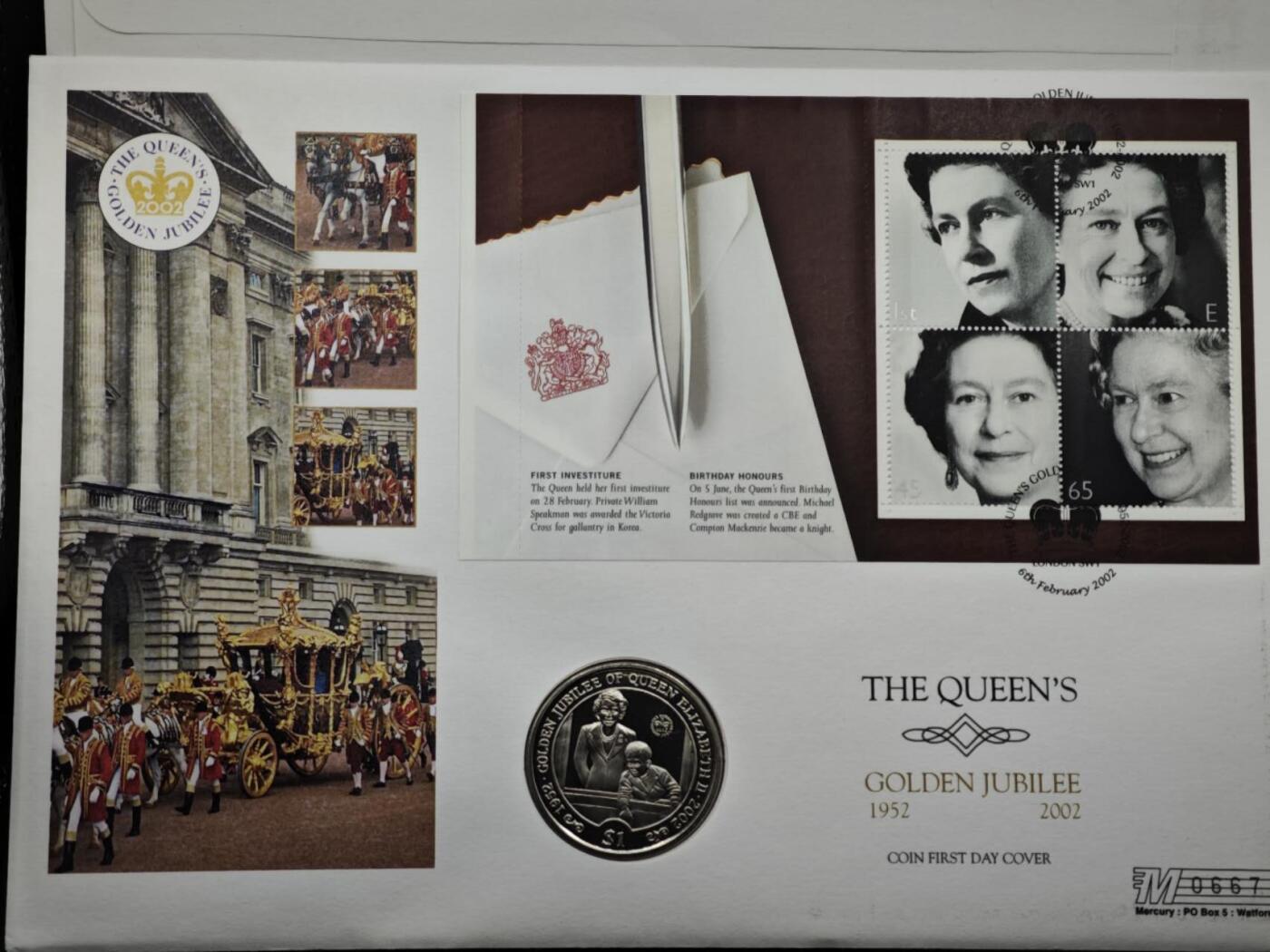 【淘币小摊】限时拍第八百六十二拍  克朗币邮币封场  满百包邮可预留两周  周一统一发货  塞拉利昂2002年女王登基金禧1元纪念币邮币封