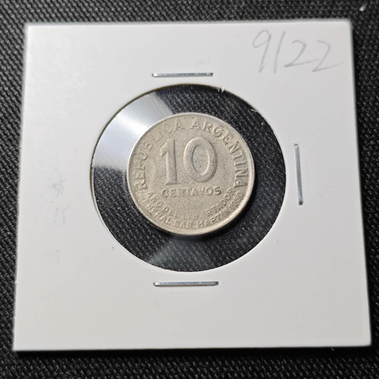 KK钱币收藏小铺  第391期  2月预留时间 周末发货  阿根廷10分纪念币