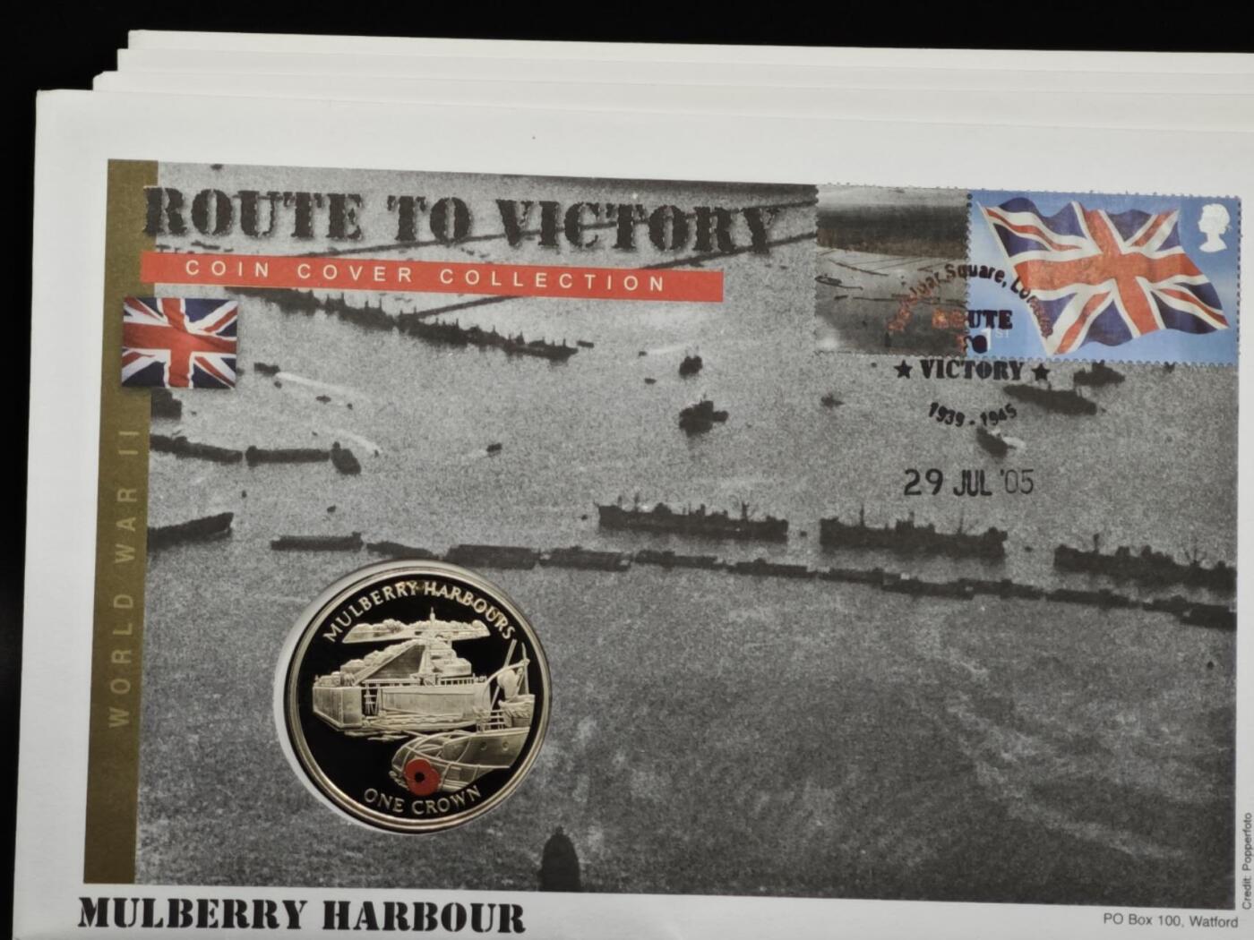 【淘币小摊】限时拍第八百六十二拍  克朗币邮币封场  满百包邮可预留两周  周一统一发货  直布罗陀2004年二战胜利节点克朗纪念币邮币封