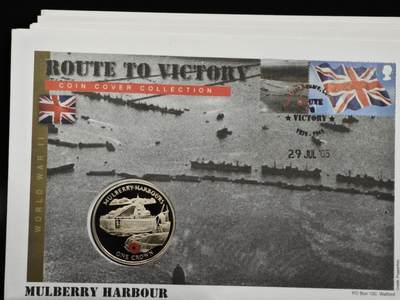 【淘币小摊】限时拍第八百六十二拍  克朗币邮币封场  满百包邮可预留两周  周一统一发货  - 直布罗陀2004年二战胜利节点克朗纪念币邮币封