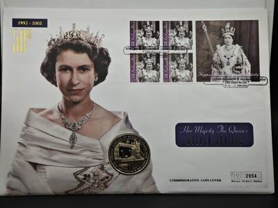 【淘币小摊】限时拍第八百六十二拍  克朗币邮币封场  满百包邮可预留两周  周一统一发货  - 直布罗陀2002年女王登基金禧克朗纪念币邮币封