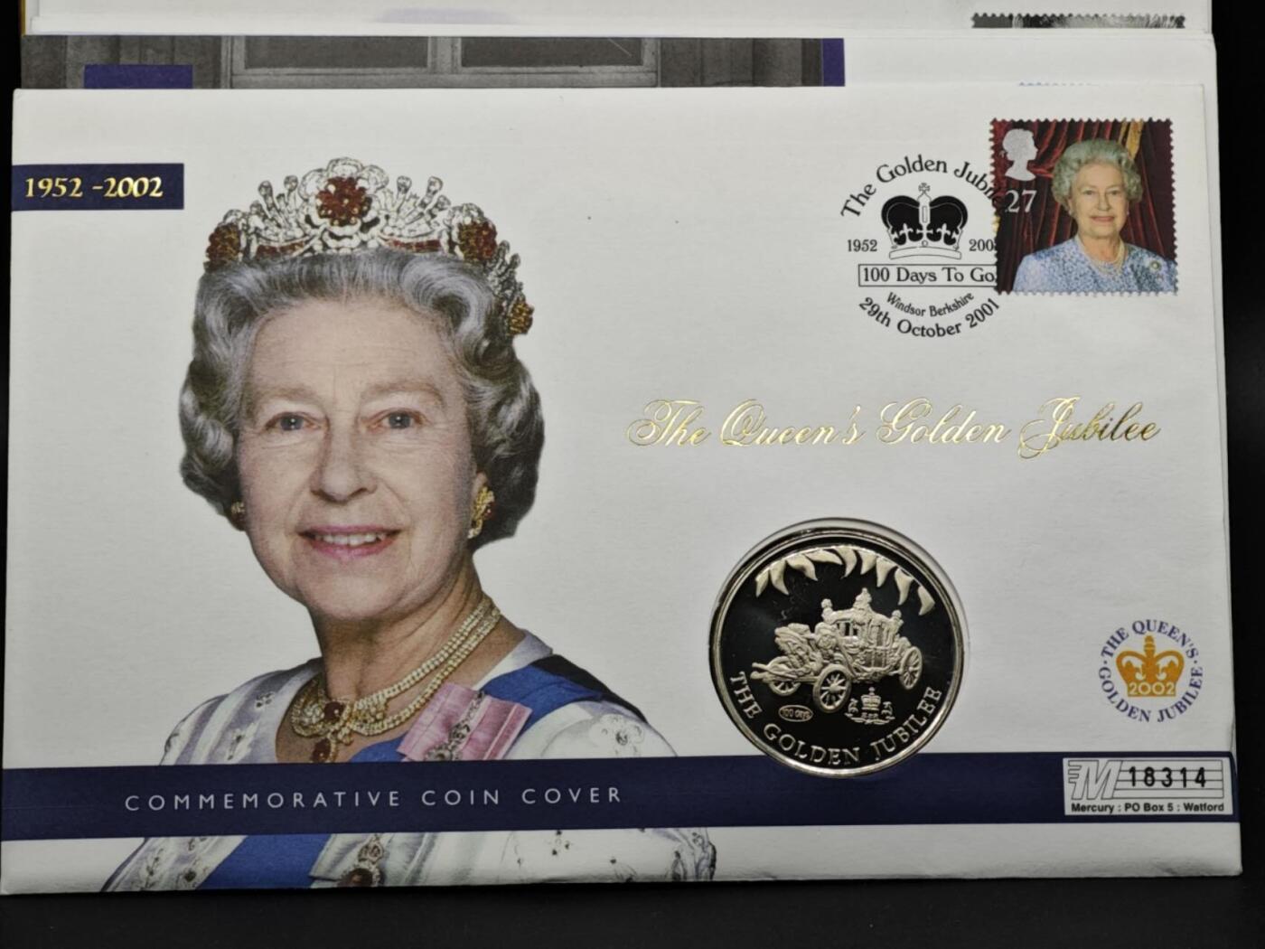 【淘币小摊】限时拍第八百六十二拍  克朗币邮币封场  满百包邮可预留两周  周一统一发货  福克兰群岛2002年女王登基金禧50便士纪念币邮币封