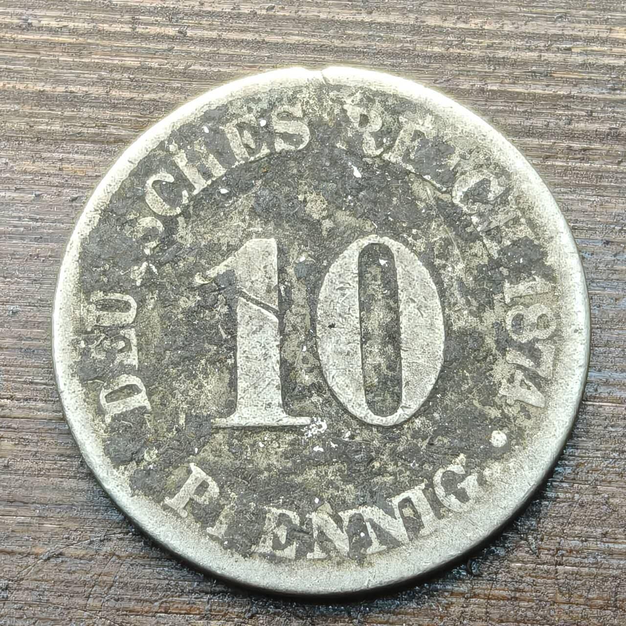 【铜匠收藏】★第144★散币专场 不寄存，30包邮。不满30元，支付5元运费。《接受代拍 代送NGC评级》 1【无寄存】德国 1874年 10芬尼 短翅鹰 镍币