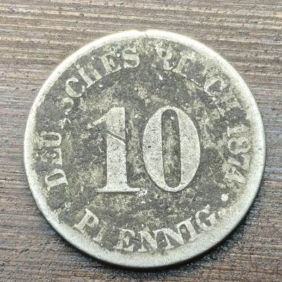 【铜匠收藏】★第144★散币专场 不寄存，30包邮。不满30元，支付5元运费。《接受代拍 代送NGC评级》 - 1【无寄存】德国 1874年 10芬尼 短翅鹰 镍币