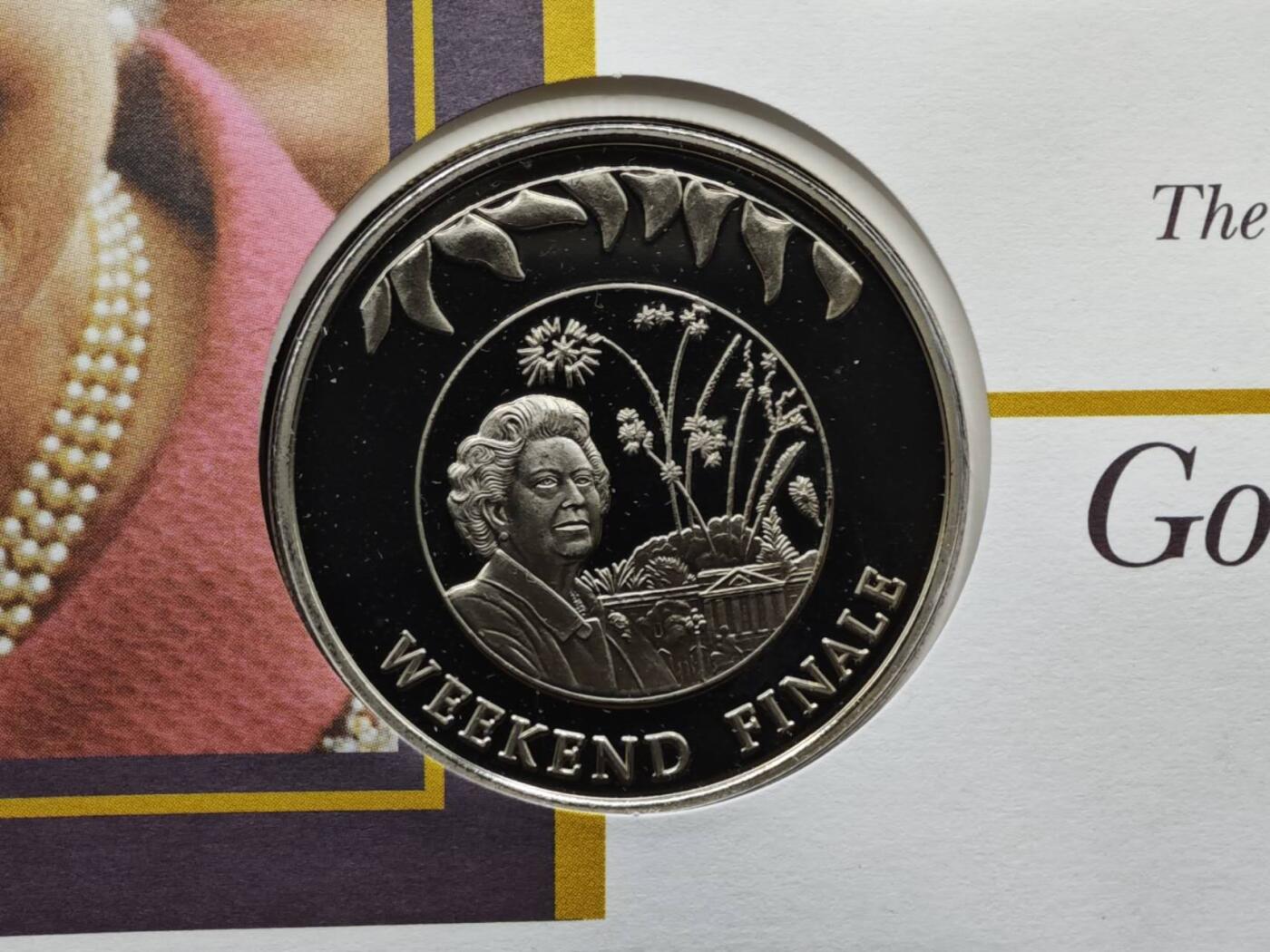 【淘币小摊】限时拍第八百六十二拍  克朗币邮币封场  满百包邮可预留两周  周一统一发货  福克兰群岛2002年女王登基金禧50便士纪念币邮币封