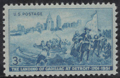 洪涛臻品批发群 精选邮票限时拍卖第1244期  - 1951美国卡迪拉克登陆底特律250年 1全雕刻版 新票原胶全品！