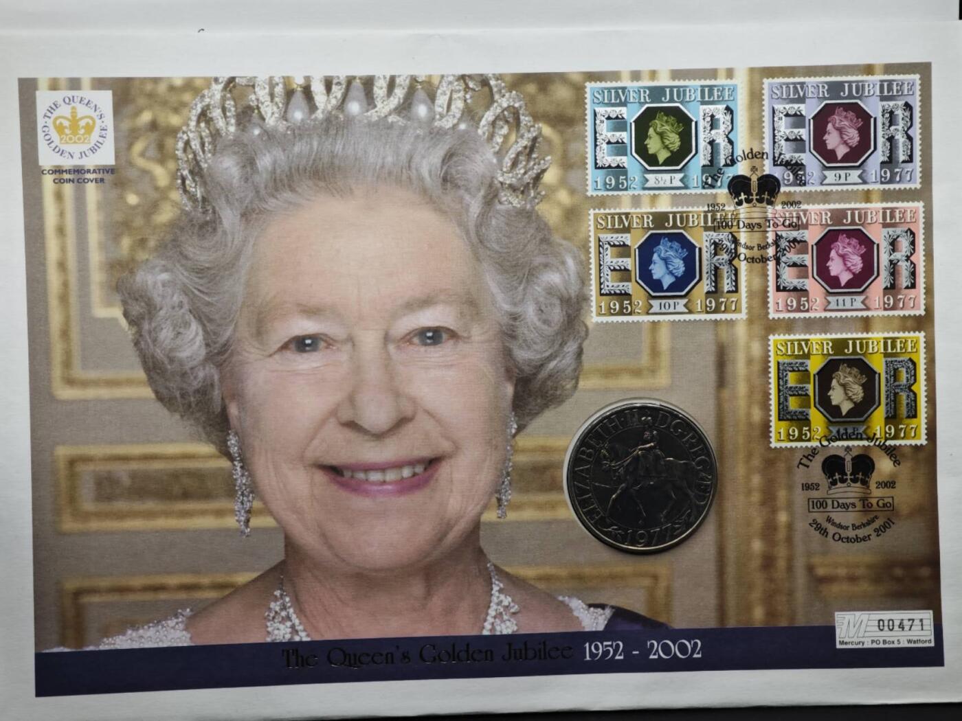 【淘币小摊】限时拍第八百六十二拍  克朗币邮币封场  满百包邮可预留两周  周一统一发货  英国1977年女王登基银禧克朗纪念币邮币封