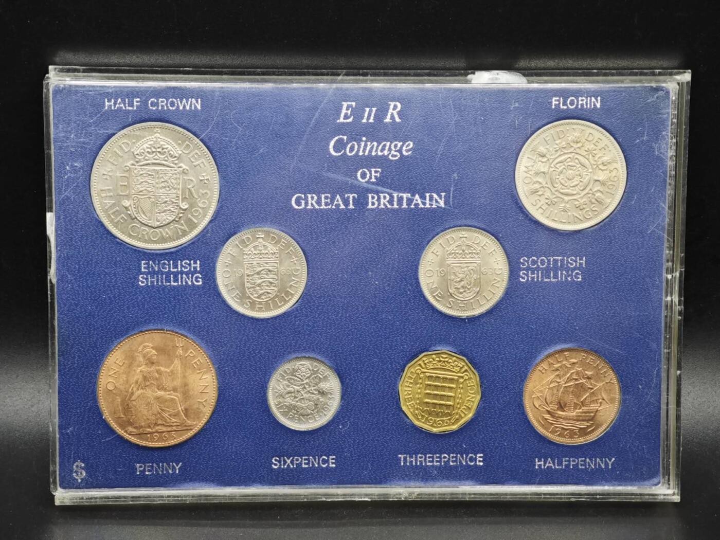 【淘币小摊】实时拍第八百六十一拍   银币套币场   满百包邮可预留二周 每周一统一发货   英国1963年伊丽莎白二世旧币制套币