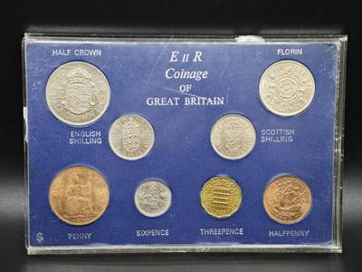 【淘币小摊】实时拍第八百六十一拍   银币套币场   满百包邮可预留二周 每周一统一发货   - 英国1963年伊丽莎白二世旧币制套币